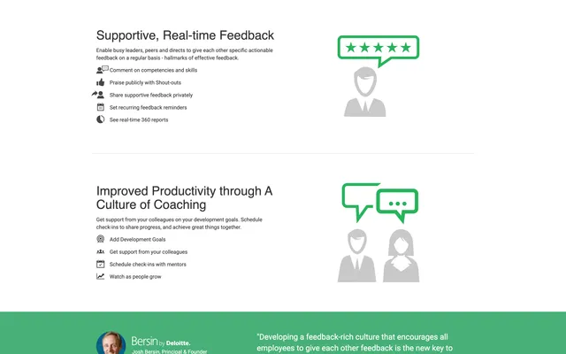 ListenTool features: real-time feedback, shout-outs, 360 reports and coaching check-ins